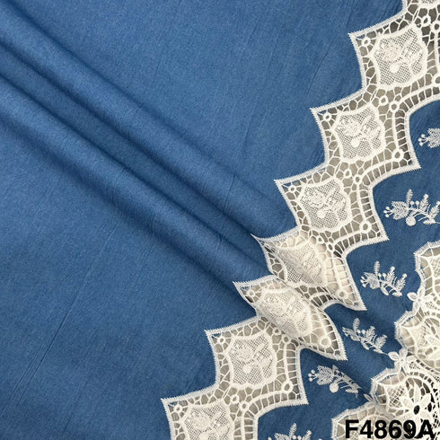 Lace Work Denim Cotton Fabric- F4869